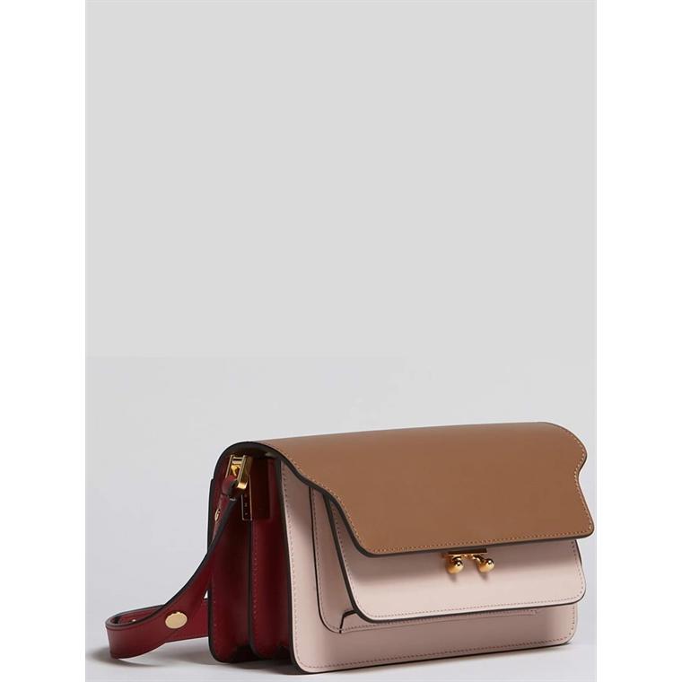 MARNI Trunk Bag EW, Gold Brown/Quartz/Burgundy